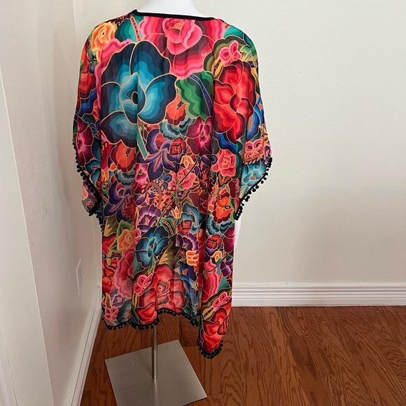 Colorful Floral Swim Coverup - Picture 2 of 7